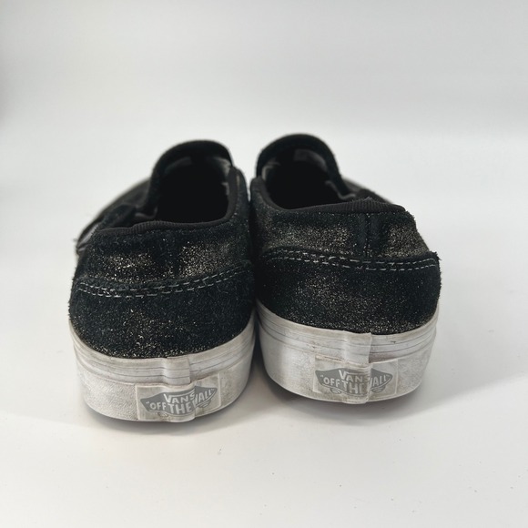 Vans Slip On Sneakers Black and Glitter Suede Womens Shoes Size 6 - Picture 4 of 8